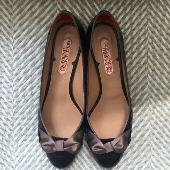 Guillaume Hinfray Leather Round Toe Bow Heels - Picture 1 of 8